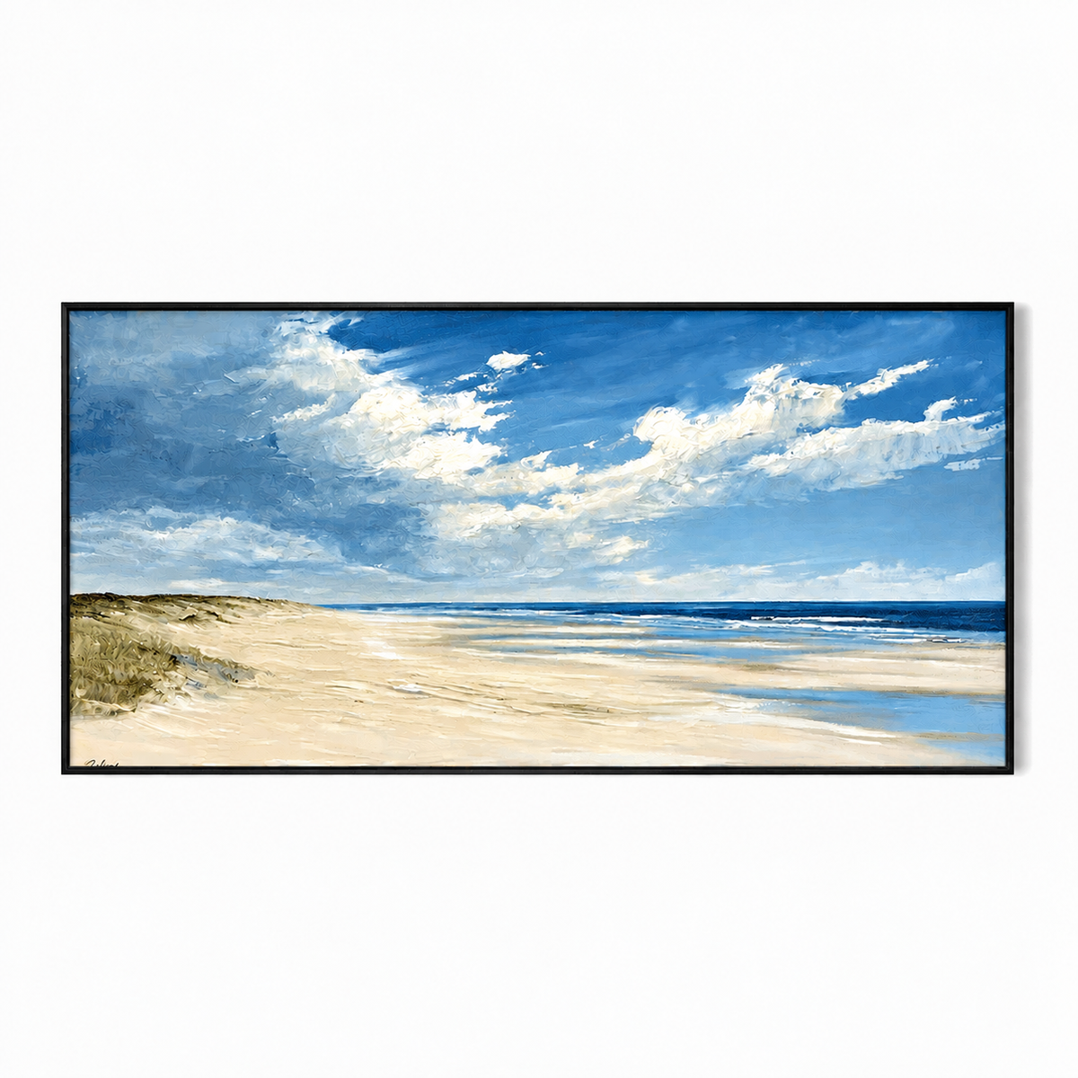 Coastal Daylight-Blue Beach Landscape Painting