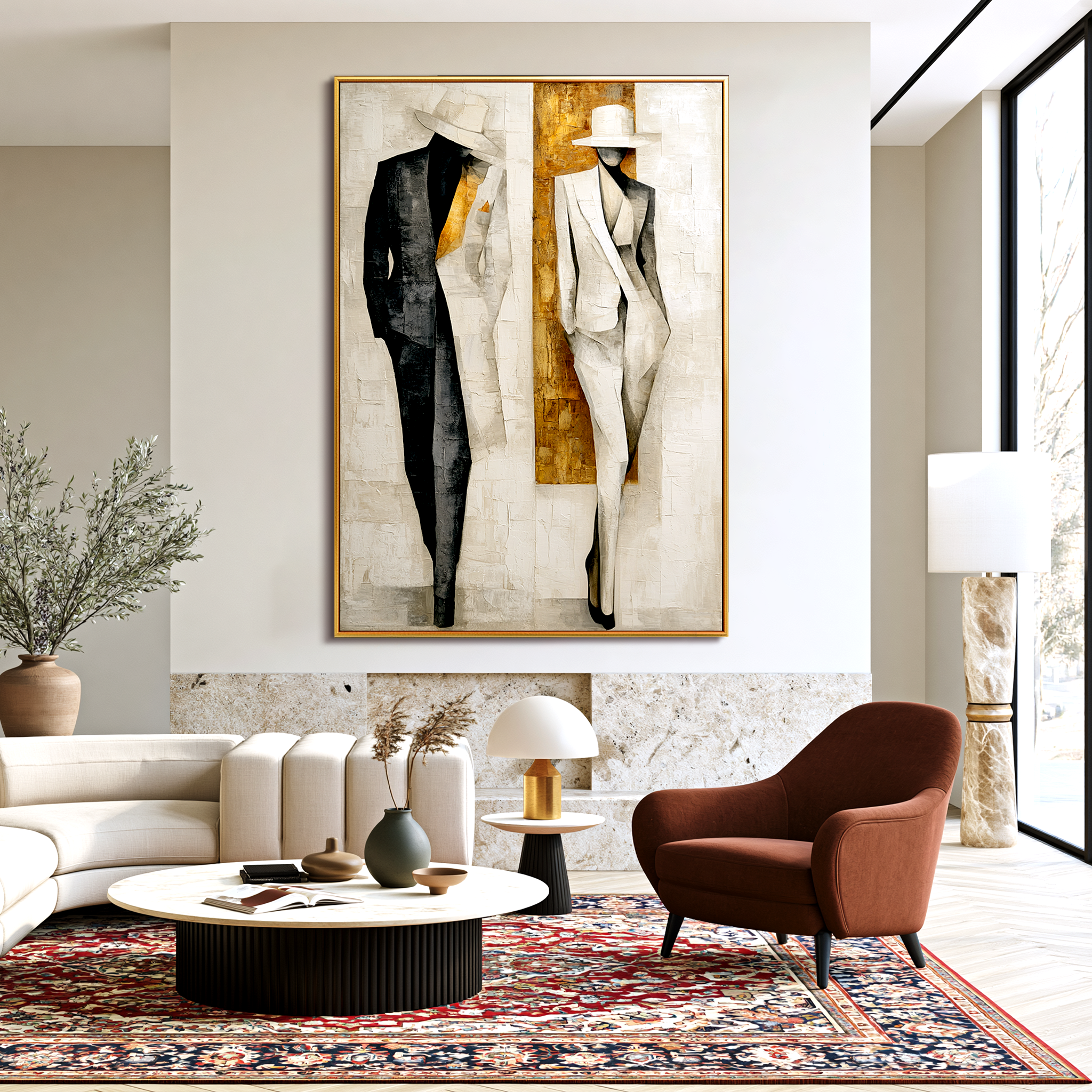 Tailored Contrast-Modern Fashion Figure Oil Painting