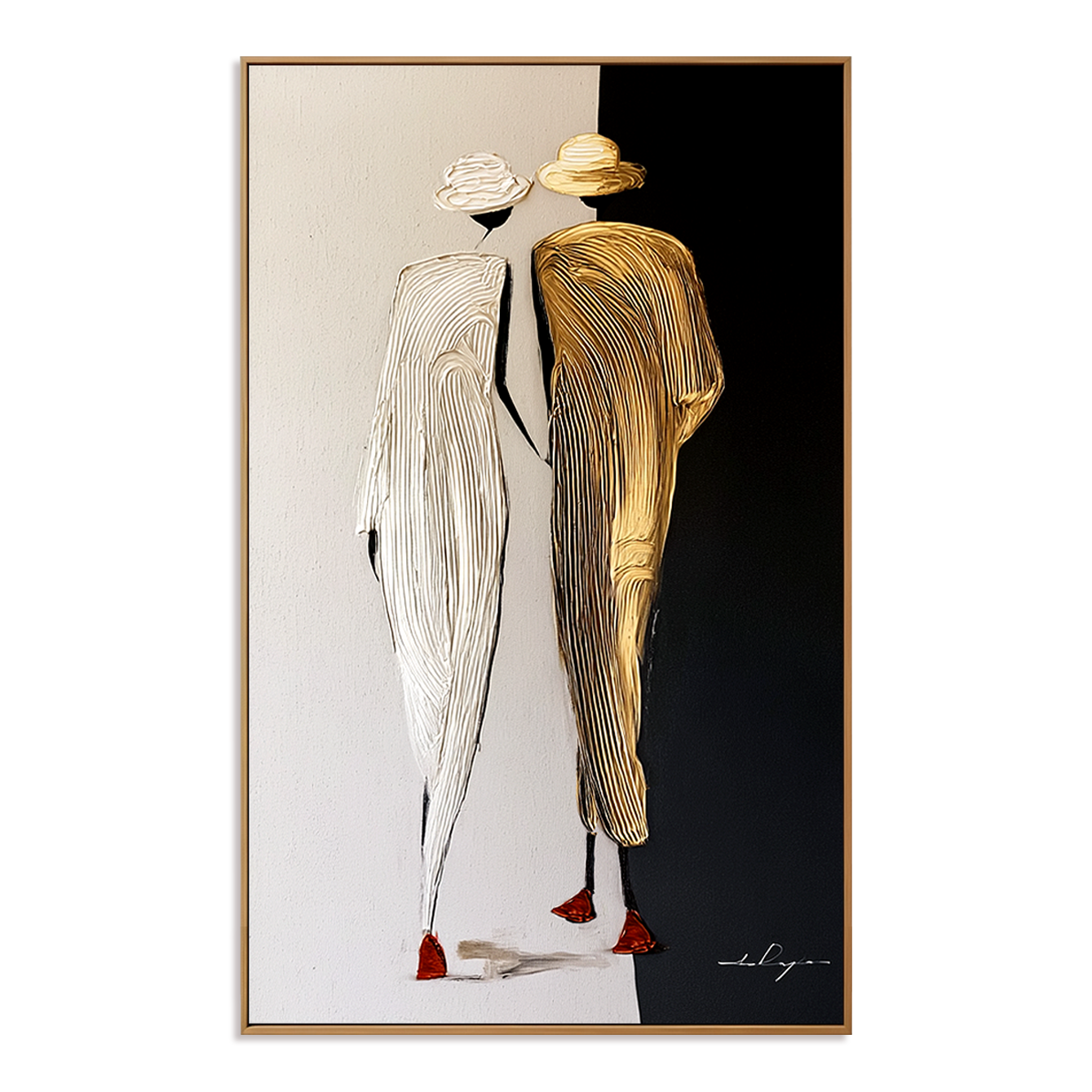 Gilded Pair-Textured Fashion Figure Painting