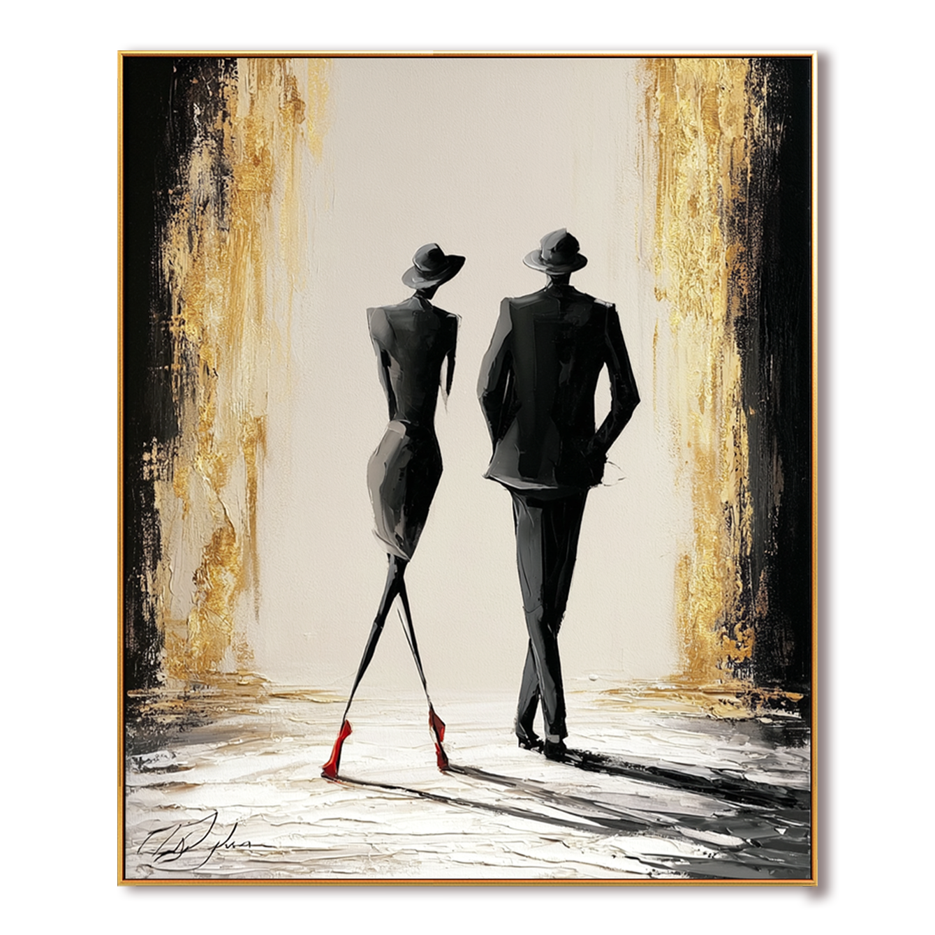 Golden Departure-Fashion Couple Oil Painting