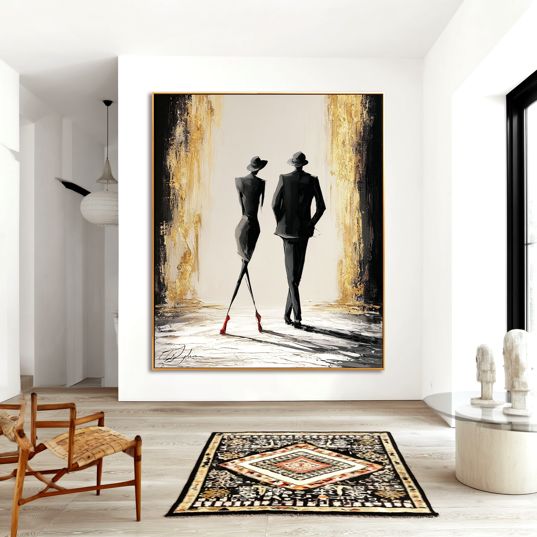Golden Departure-Fashion Couple Oil Painting