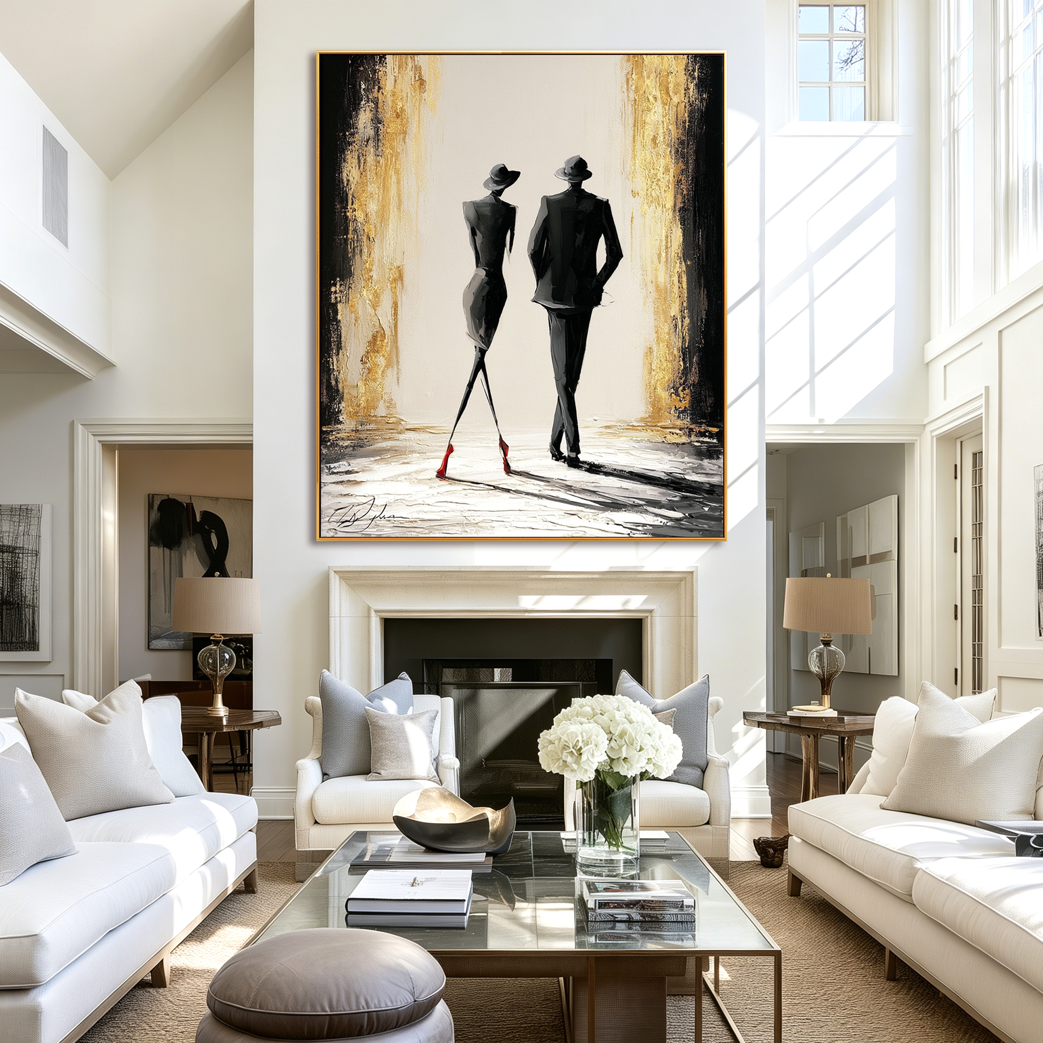 Golden Departure-Fashion Couple Oil Painting