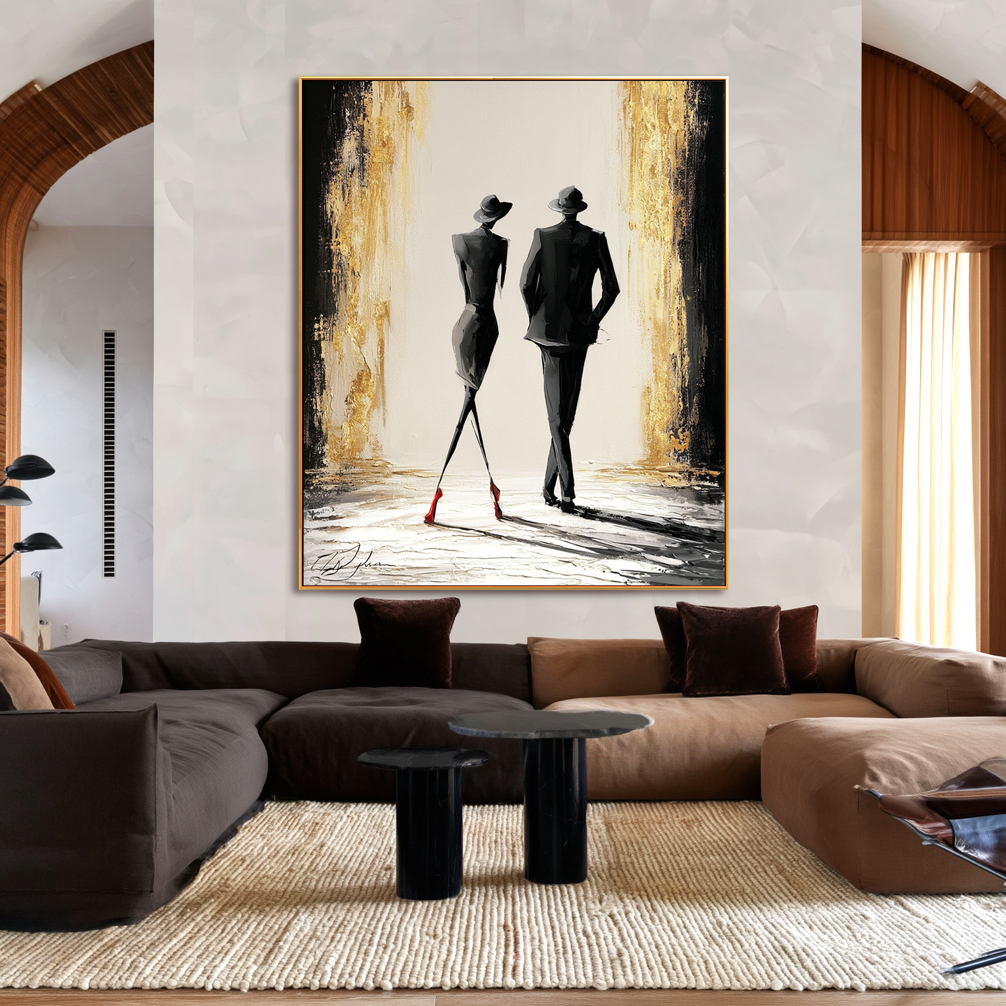Golden Departure-Fashion Couple Oil Painting