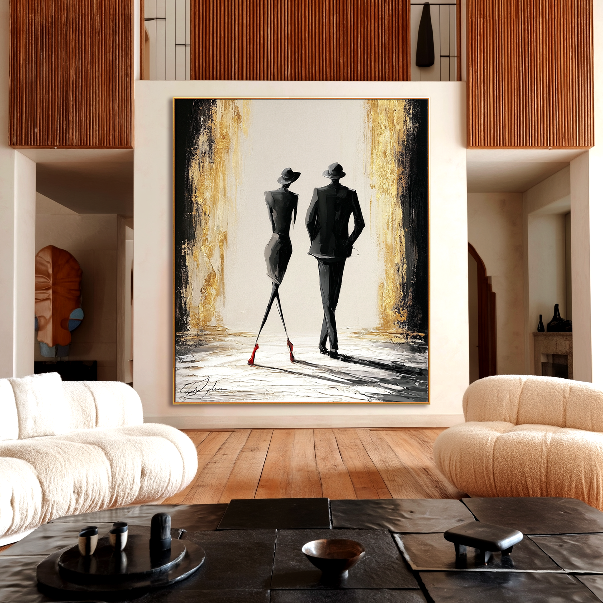 Golden Departure-Fashion Couple Oil Painting
