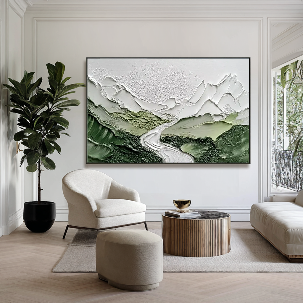 Verdant Passage-Green Mountain River Painting