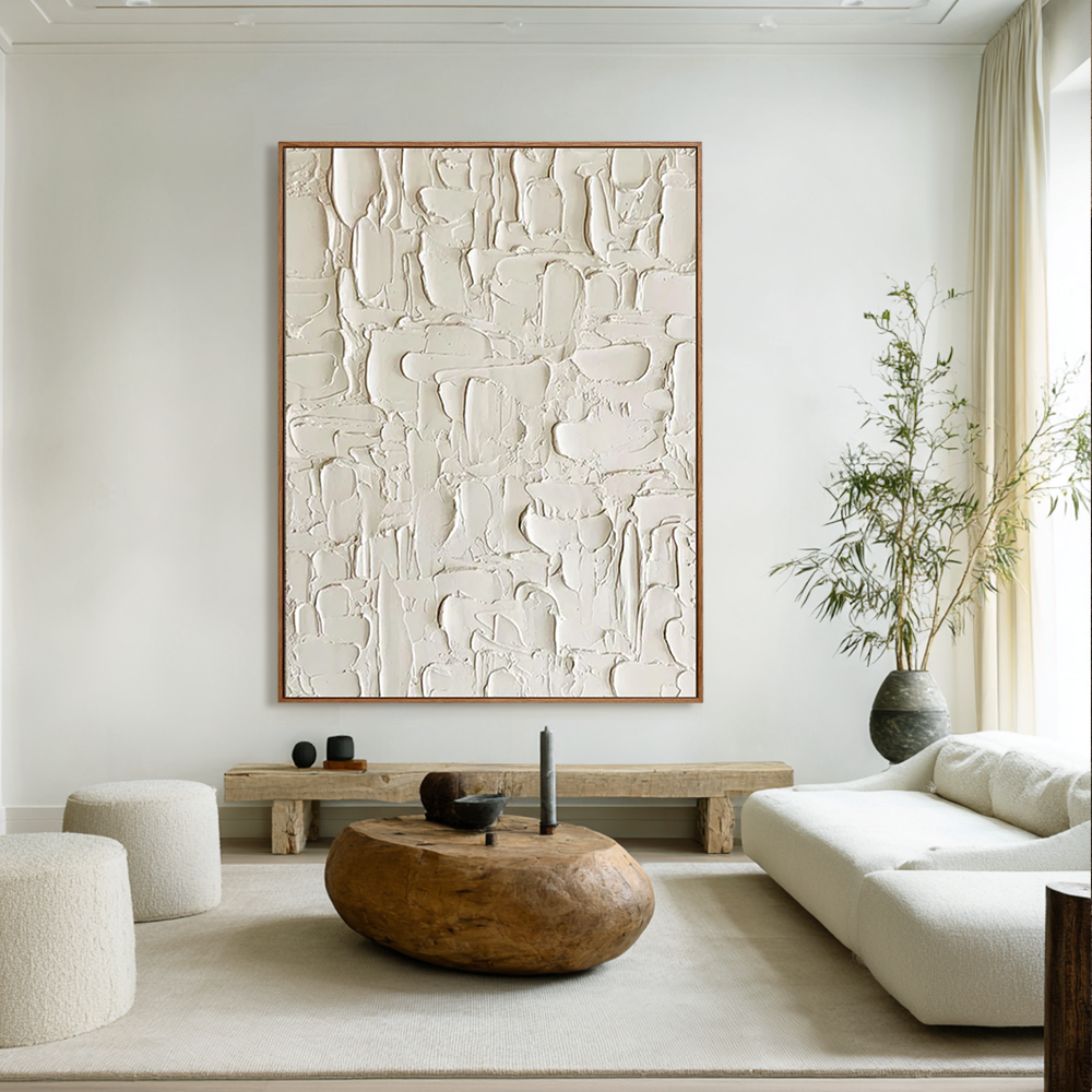 Ivory Layers-Impasto Abstract Painting