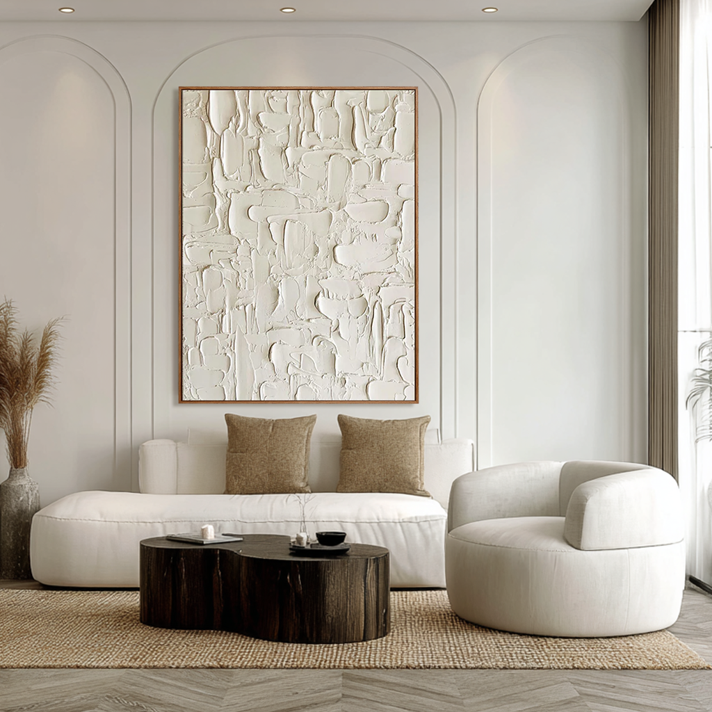 Ivory Layers-Impasto Abstract Painting